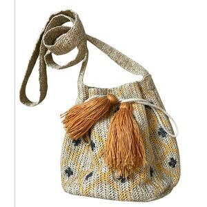 MW Most Wanted Straw Bucket Bag Boho Crossbody